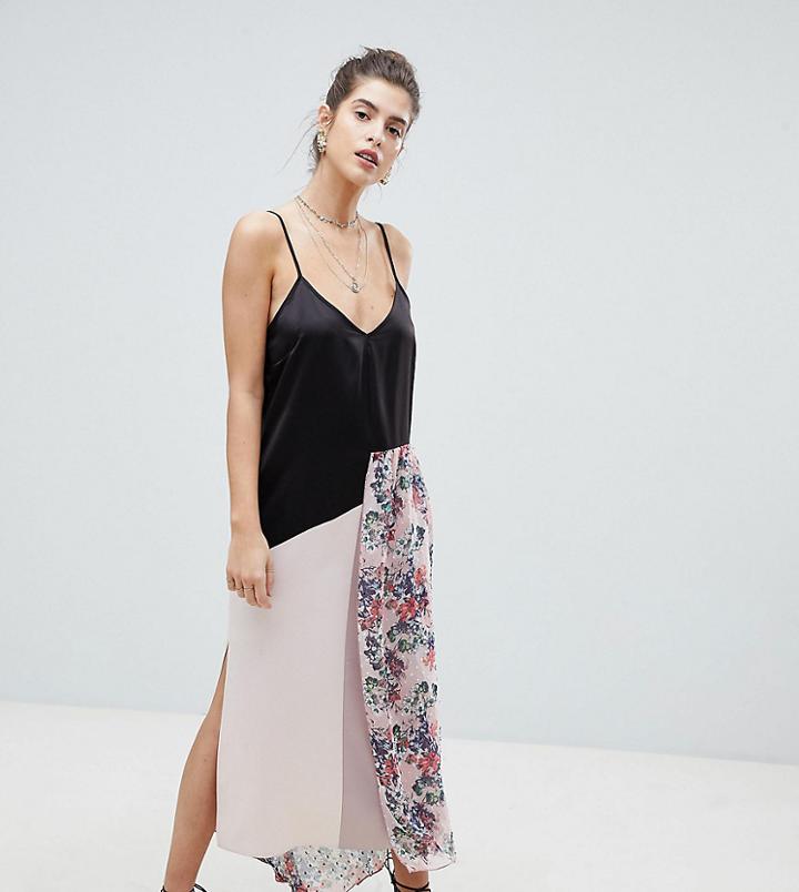 Reclaimed Vintage Satin Cami Dress With Floral Overlay - Pink