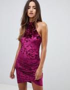 Scarlet Rocks Racer Front Velvet Mini Dress With Wrap Skirt In Plum - Purple