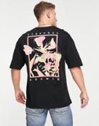 Jack & Jones Originals Oversize T-shirt With Butterfly Back Print In Black