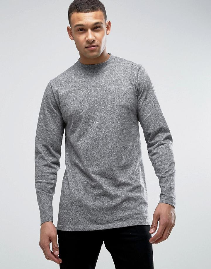 D-struct Paneled Long Line Long Sleeve Top - Black