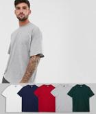 Asos Design 5 Pack Relaxed T-shirt With Crew Neck Save - Multi