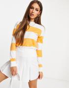 Unique21 Striped Sweatshirt In White And Orange