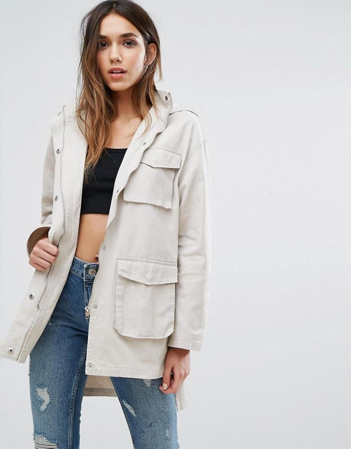 Missguided Pocket Detail Utility Jacket - Beige
