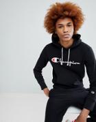 Champion Hoodie With Large Logo In Black - Black