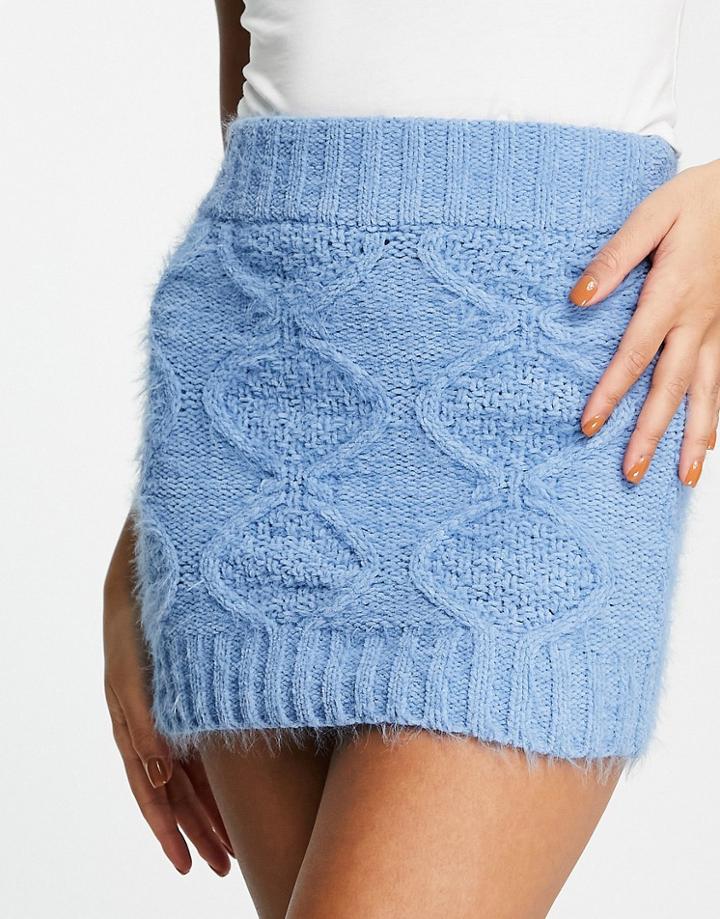 Glamorous Mini Skirt In Blue Cable Knit - Part Of A Set