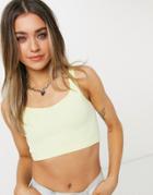 Cotton: On Seamless Crop Top With Sweetheart Neckline In Lemon-yellow