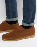 Asos Lace Up Shoes In Tan Suede - Tan