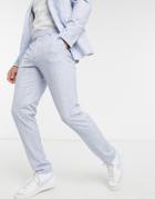 Asos Design Wedding Skinny Suit Pants In Pastel Blue Crosshatch-blues