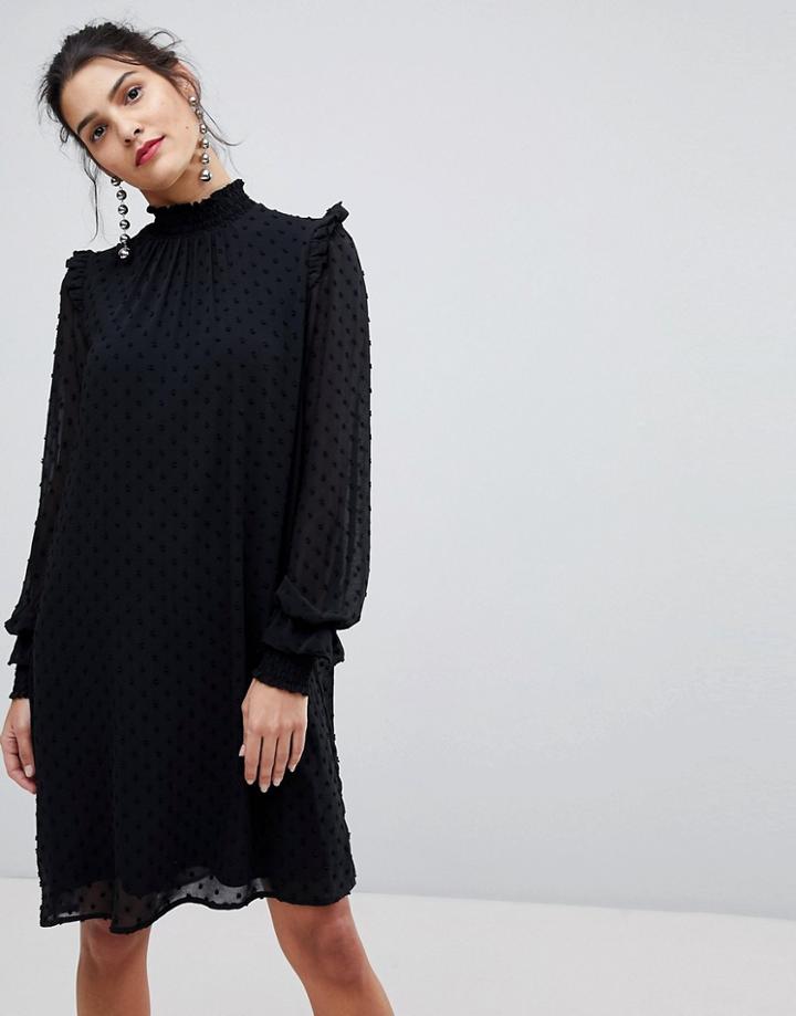 Y.a.s Chiffon High Neck Dress - Black