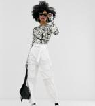 Collusion High Waisted Pocket Pants-white