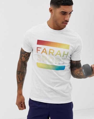 Farah Sport Roberts Printed T-shirt In White - White