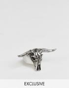 Reclaimed Vintage Cattle Skull Ring - Silver