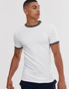 Asos Design Skinny T-shirt With Stretch And Tipping In White - White