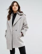 Helene Berman Wool Blend Yummy Jacket With Faux Fur Collar - Gray