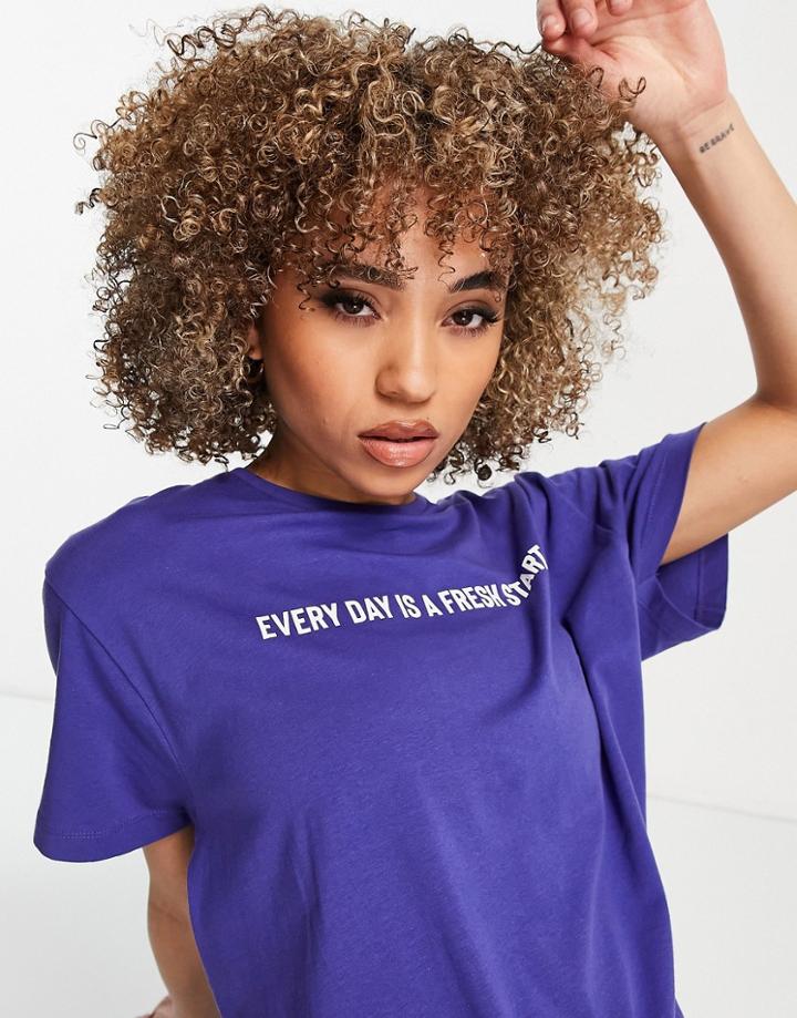 Hoxton Haus Slogan Oversized Gym T-shirt In Blue