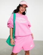 Asos Weekend Collective Boxy Sweatshirt With Oval Logo In Pink - Part Of A Set