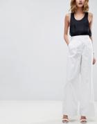 Asos Tailored Clean Linen Wide Leg Pants - White