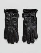 Paul Costelloe Strap Leather Gloves In Brown - Brown
