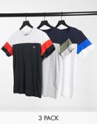 Jack & Jones 3-pack Regular Fit T-shirts In Colorblock-multi