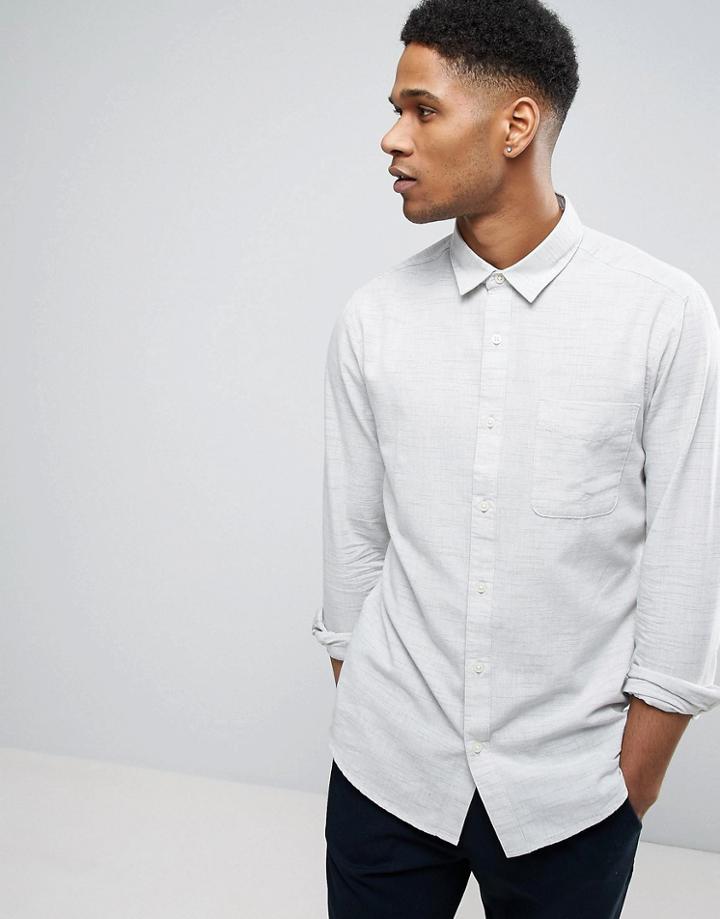 Only & Sons Shirt In Slim Fit Textured Cotton Detail - Green