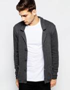 Asos Knitted Blazer In Cotton - Gray Melange