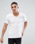 Esprit Organic Muscle Fit V Neck T-shirt In White - White