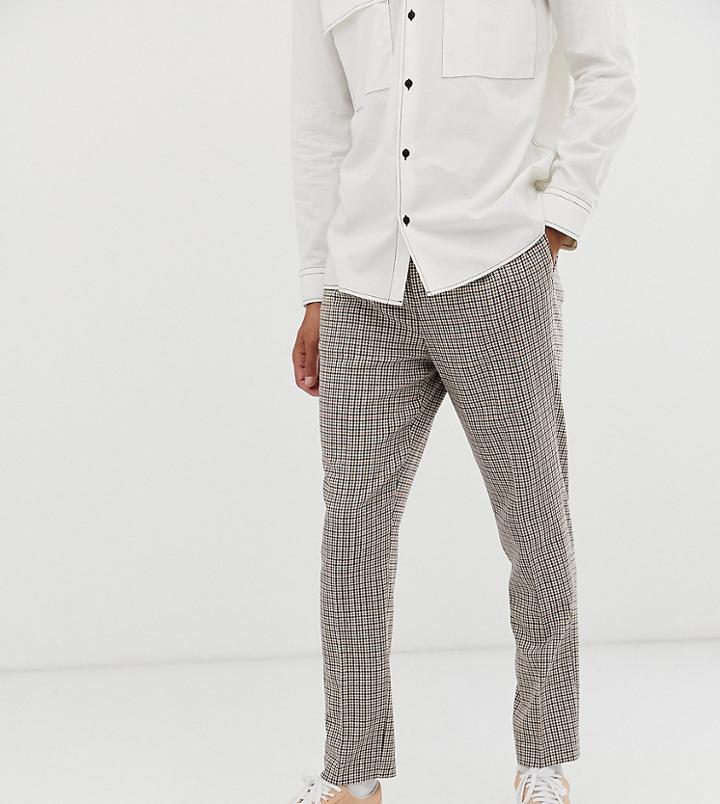 Asos Design Tall Drop Crotch Tapered Crop Smart Pants In Wool Mix In Beige