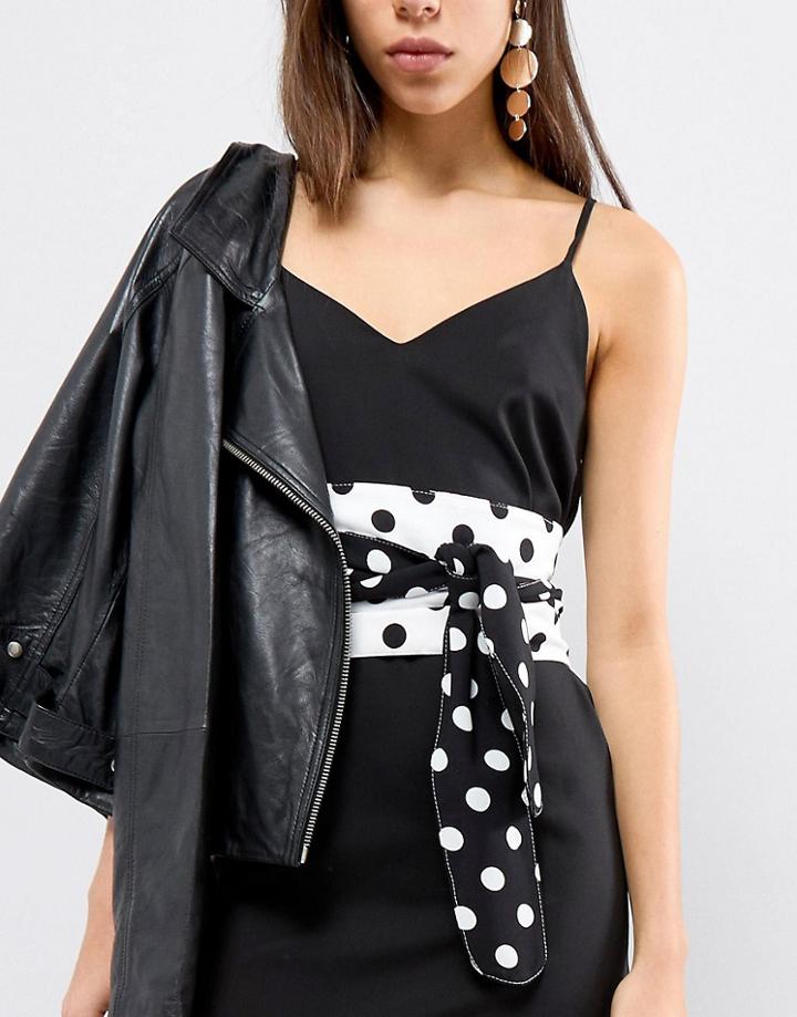 Asos Polka Dot Fabric Obi Belt - Multi