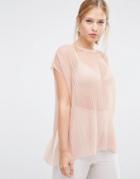 Asos T-shirt In Pleated Mesh - Pink
