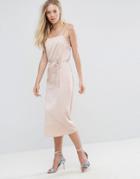 Oh My Love Satin Cami Midi Dress - Pink