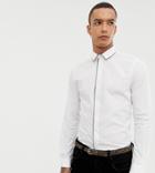 Twisted Tailor Skinny Fit Shirt In White With Metallic Piping - White