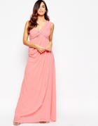 Jarlo Claudia Bandeau Maxi Dress With Draping Detail - Pink