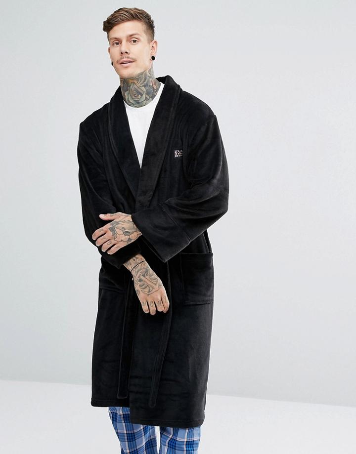 Ben Sherman Fleece Robe - Black