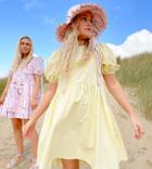 Labelrail X Olivia & Alice Mini Smock Dress With Puff Sleeves-yellow