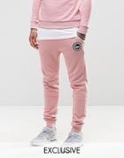 Hype Skinny Joggers With Crest Logo - Pink