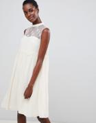 Vila Lace Paneled Swing Dress - White