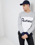 Penfield Orso Crew Neck Sweatshirt Front Logo Cut & Sew In Gray/white - Gray