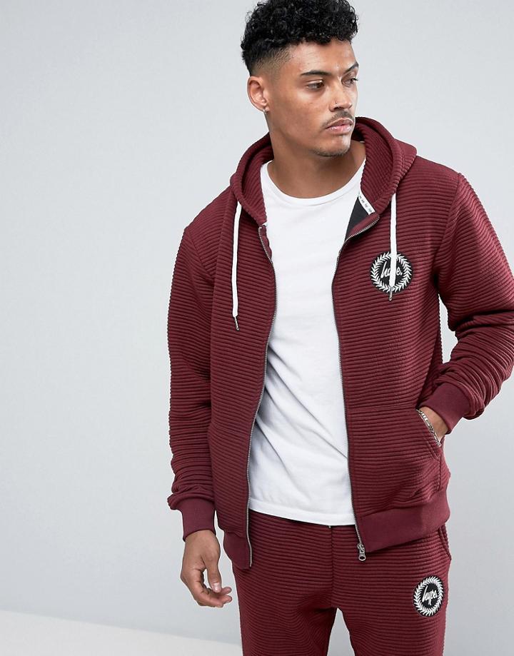 Hype Hoodie In Burgundy Rib - Red