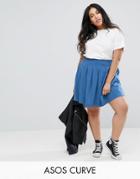 Asos Curve Jersey Tennis Skirt - Blue