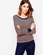 Shae Stripe Navy Lightweight Jumper - Navy