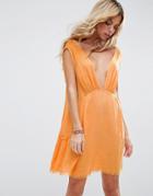 Asos Beach Dress With Raw Edge Detail - Orange