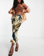 Mango Marble Swirl Midi Skirt In Multi