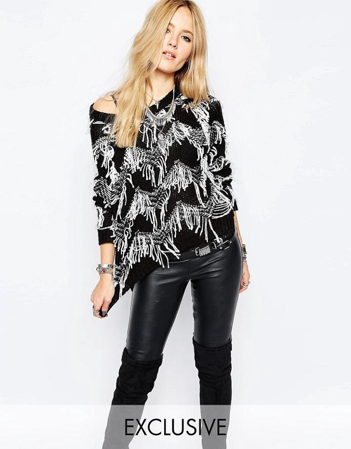 Sunshine Soul Oversized Sweater With Multi Monochrome Loop Detail - Multi