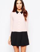 Wal G Shirt Dress With Contrast Skirt And Collar - Pink
