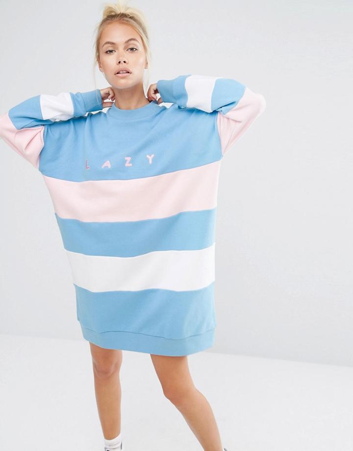 Lazy Oaf Oversized Sweatshirt With Contrast Panels - Blue