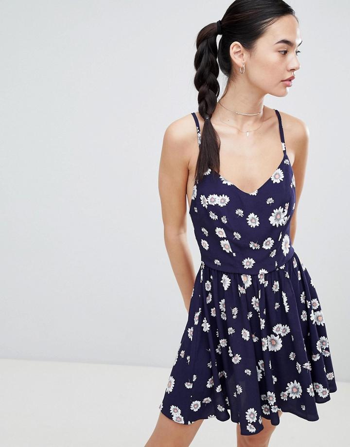 Nobody's Child Strappy Back Romper In Daisy Print - Blue