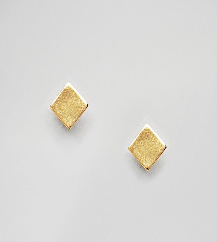 Asos Gold Plated Sterling Silver Diamond Stud Earrings - Gold
