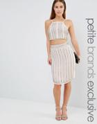 True Decadence Petite Embellished Midi Skirt Co-ord - Silver
