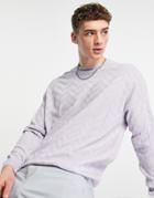 Asos Design Oversized Knitted Long Sleeve Sweater In Lilac-purple