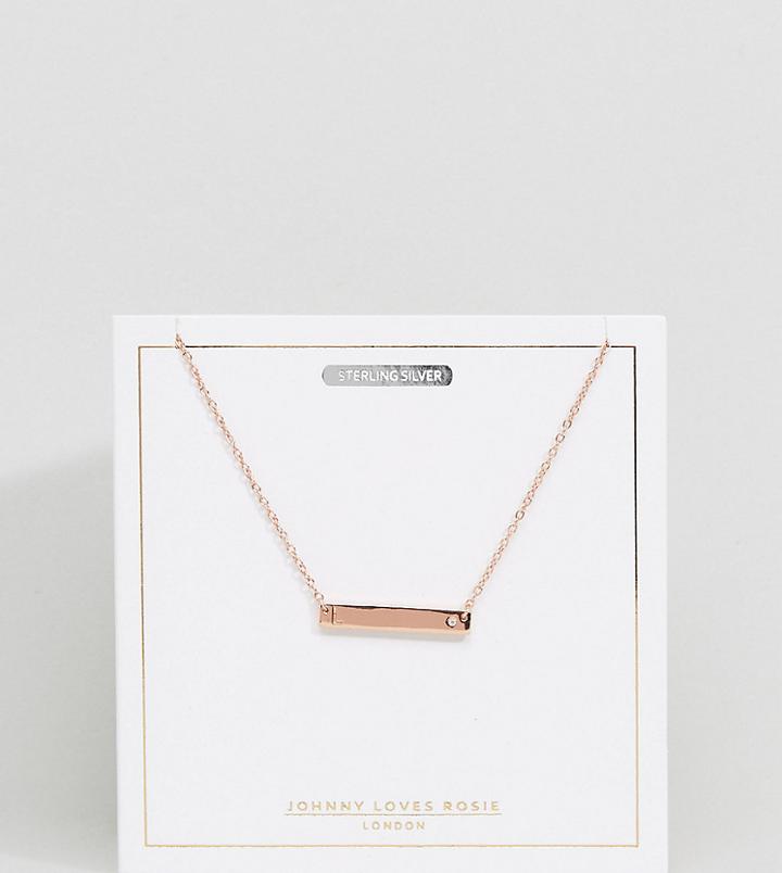 Johnny Loves Rosie Rose Gold Plated L Initial Bar Necklace - Gold